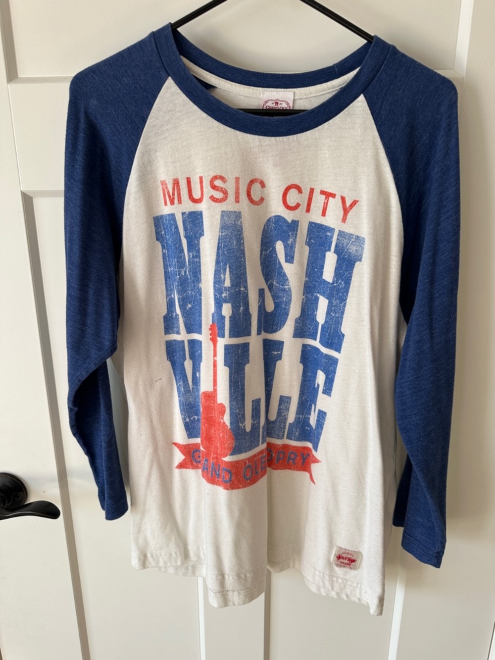 Nashville 'Music City' Raglan Tee - Blue & White